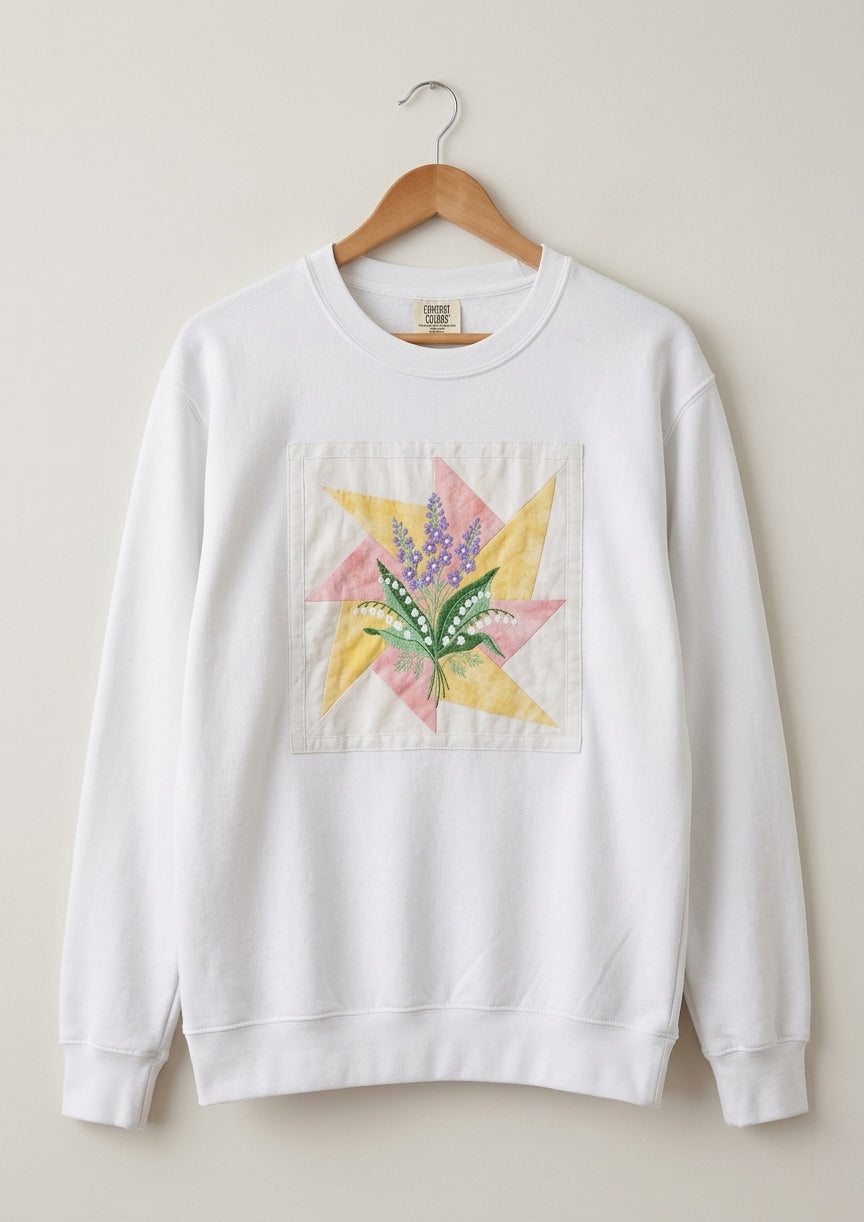 The Birth Bouquet: Custom Quilted Heirloom Sweatshirt