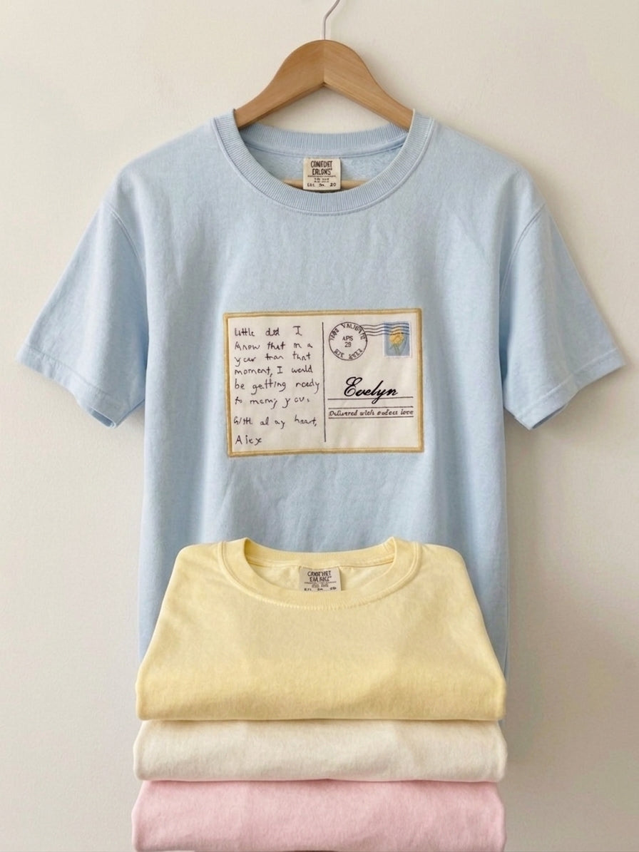 The Postcard: Custom Handwriting Embroidery Tee